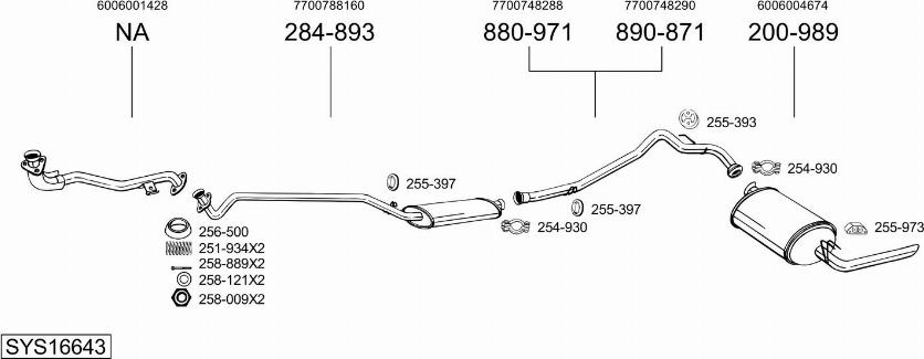 Bosal SYS16643 - Sistem de esapament - allinparts.ro