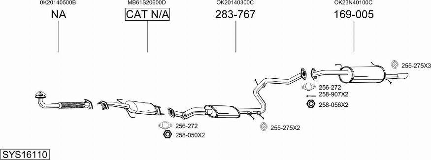 Bosal SYS16110 - Sistem de esapament - allinparts.ro