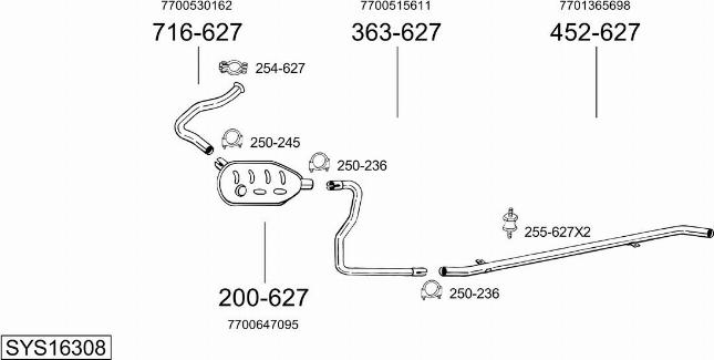 Bosal SYS16308 - Sistem de esapament allinparts.ro