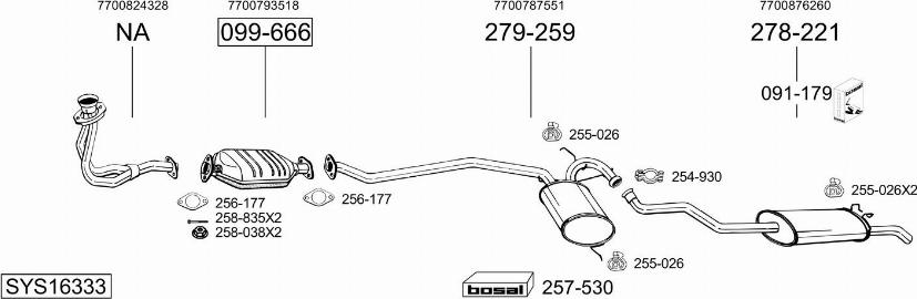 Bosal SYS16333 - Sistem de esapament allinparts.ro