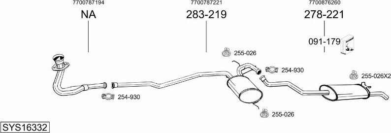 Bosal SYS16332 - Sistem de esapament allinparts.ro