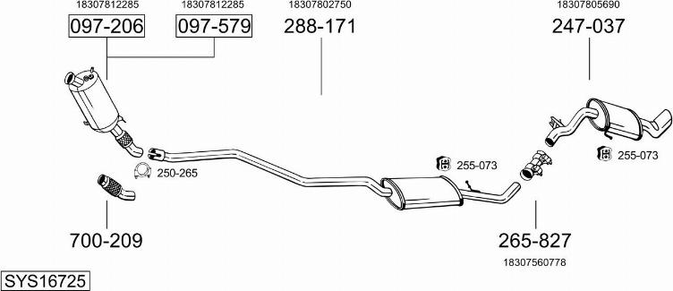 Bosal SYS16725 - Sistem de esapament - allinparts.ro
