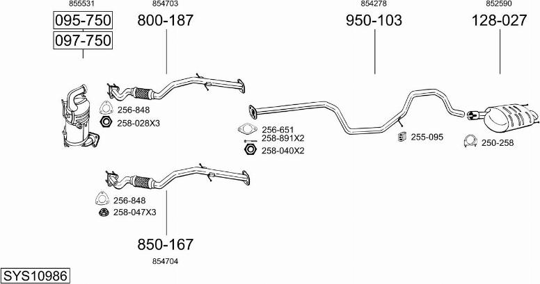 Bosal SYS10986 - Sistem de esapament - allinparts.ro