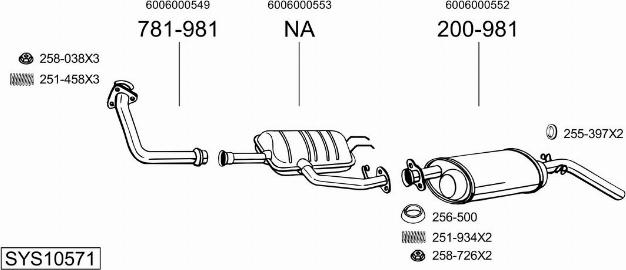 Bosal SYS10571 - Sistem de esapament - allinparts.ro