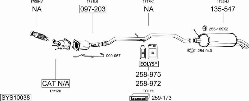Bosal SYS10038 - Sistem de esapament allinparts.ro