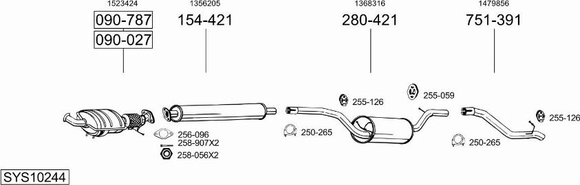 Bosal SYS10244 - Sistem de esapament allinparts.ro