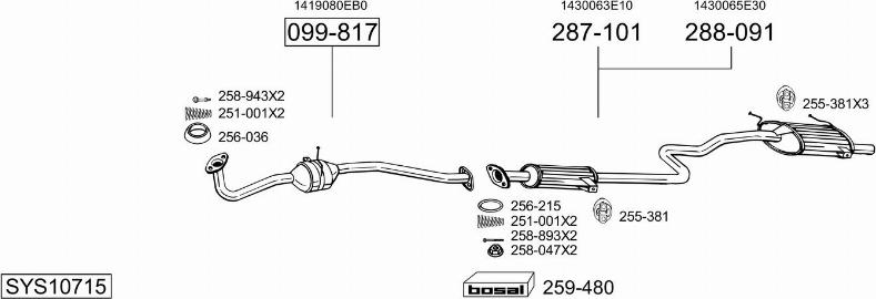 Bosal SYS10715 - Sistem de esapament - allinparts.ro