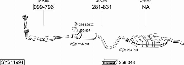 Bosal SYS11994 - Sistem de esapament allinparts.ro