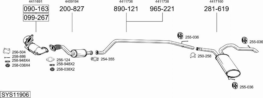 Bosal SYS11906 - Sistem de esapament - allinparts.ro