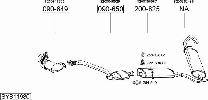 Bosal SYS11980 - Sistem de esapament - allinparts.ro