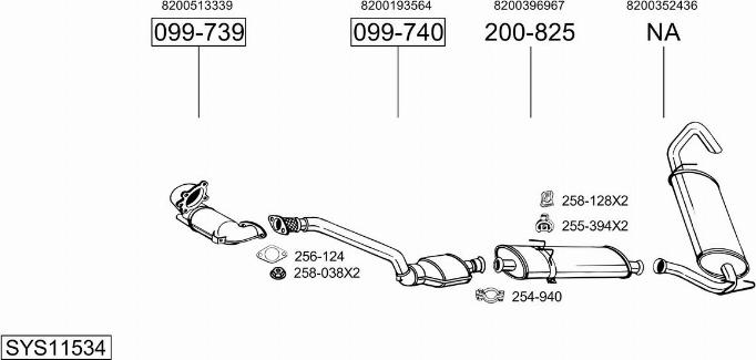 Bosal SYS11534 - Sistem de esapament - allinparts.ro