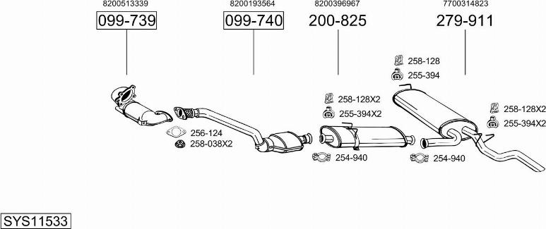 Bosal SYS11533 - Sistem de esapament - allinparts.ro