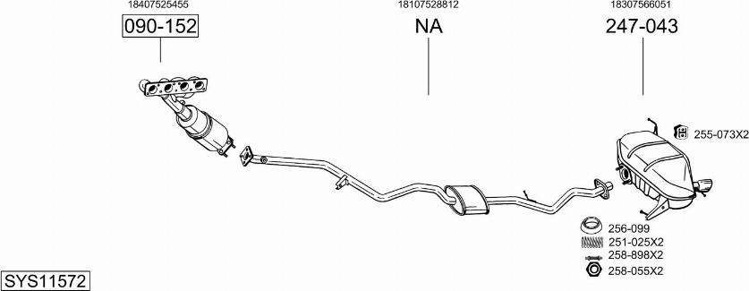 Bosal SYS11572 - Sistem de esapament - allinparts.ro