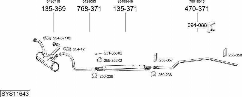 Bosal SYS11643 - Sistem de esapament - allinparts.ro