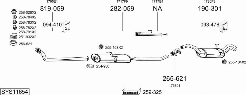 Bosal SYS11654 - Sistem de esapament allinparts.ro
