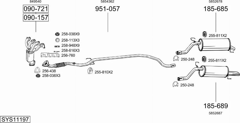 Bosal SYS11197 - Sistem de esapament - allinparts.ro