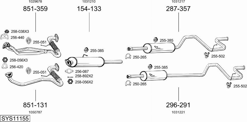 Bosal SYS11155 - Sistem de esapament allinparts.ro