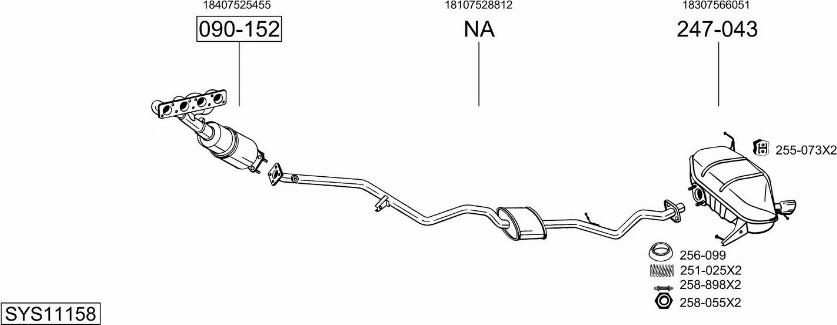 Bosal SYS11158 - Sistem de esapament - allinparts.ro