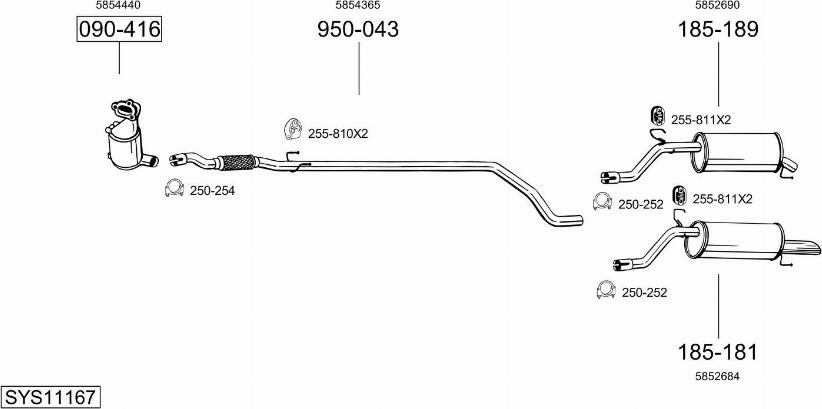Bosal SYS11167 - Sistem de esapament - allinparts.ro