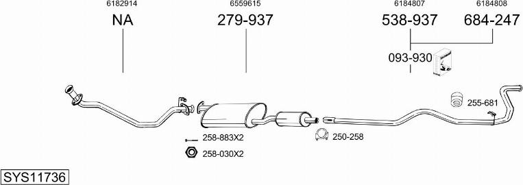 Bosal SYS11736 - Sistem de esapament - allinparts.ro