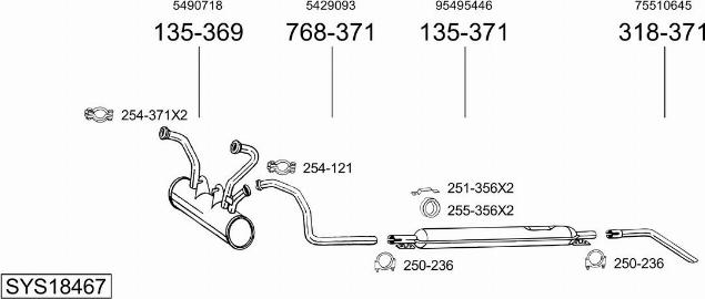 Bosal SYS18467 - Sistem de esapament allinparts.ro