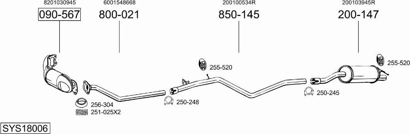 Bosal SYS18006 - Sistem de esapament - allinparts.ro