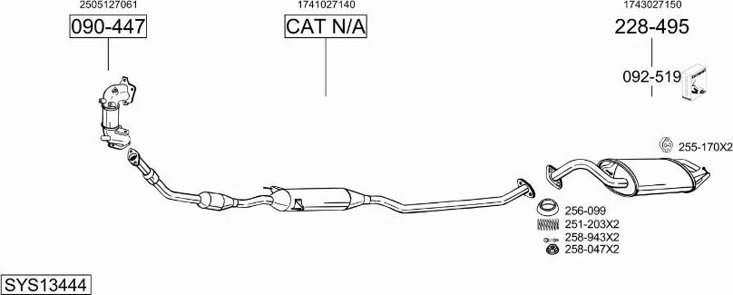 Bosal SYS13444 - Sistem de esapament - allinparts.ro