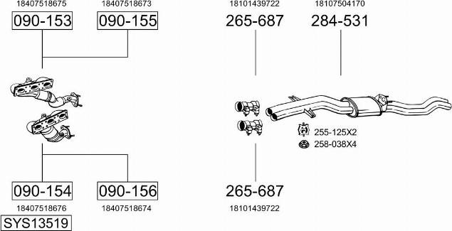 Bosal SYS13519 - Sistem de esapament - allinparts.ro
