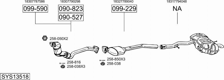 Bosal SYS13518 - Sistem de esapament - allinparts.ro