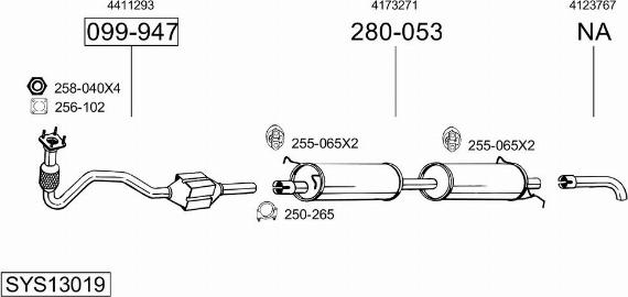 Bosal SYS13019 - Sistem de esapament allinparts.ro