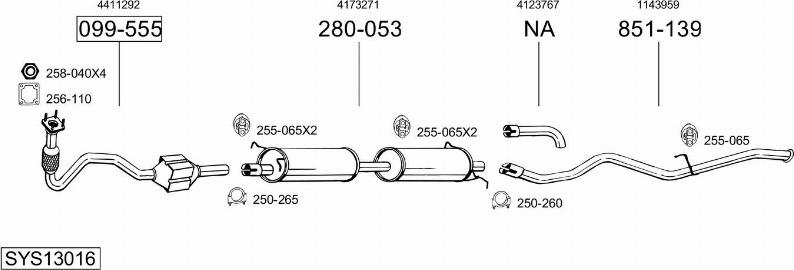 Bosal SYS13016 - Sistem de esapament allinparts.ro
