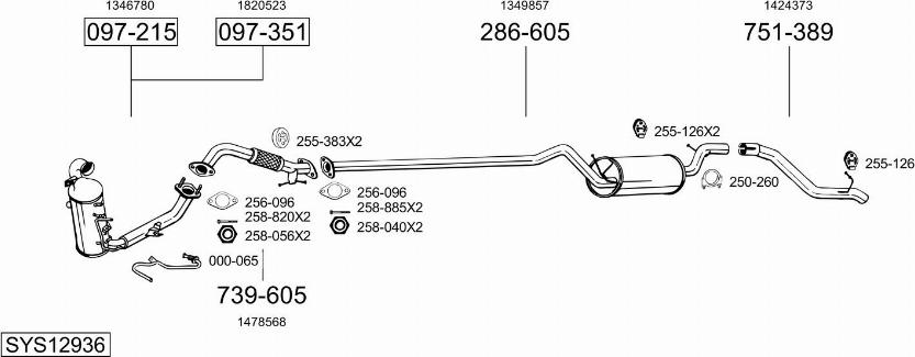 Bosal SYS12936 - Sistem de esapament - allinparts.ro