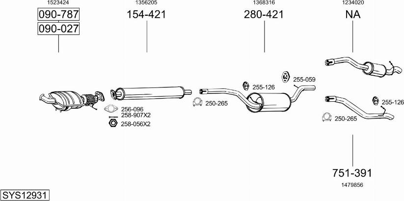 Bosal SYS12931 - Sistem de esapament - allinparts.ro