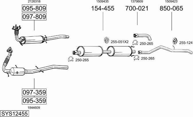 Bosal SYS12455 - Sistem de esapament allinparts.ro