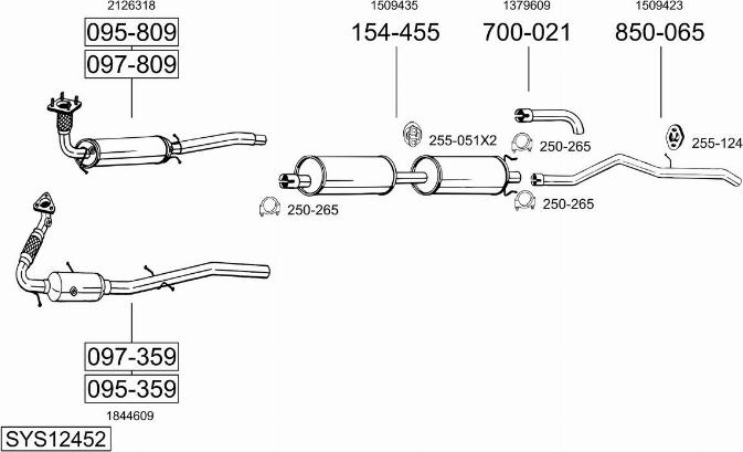 Bosal SYS12452 - Sistem de esapament - allinparts.ro