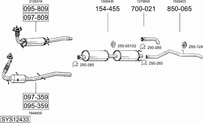 Bosal SYS12433 - Sistem de esapament allinparts.ro
