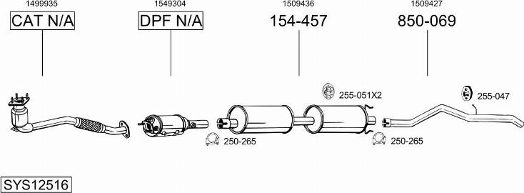 Bosal SYS12516 - Sistem de esapament - allinparts.ro