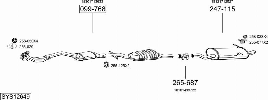 Bosal SYS12649 - Sistem de esapament - allinparts.ro