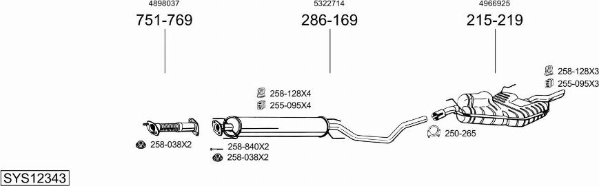 Bosal SYS12343 - Sistem de esapament - allinparts.ro