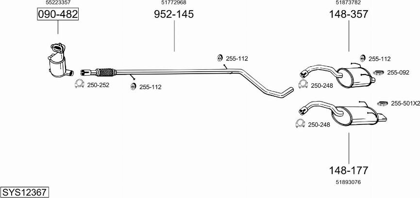 Bosal SYS12367 - Sistem de esapament - allinparts.ro