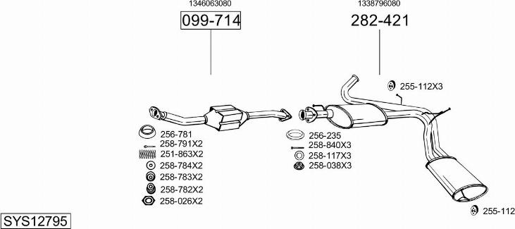 Bosal SYS12795 - Sistem de esapament - allinparts.ro