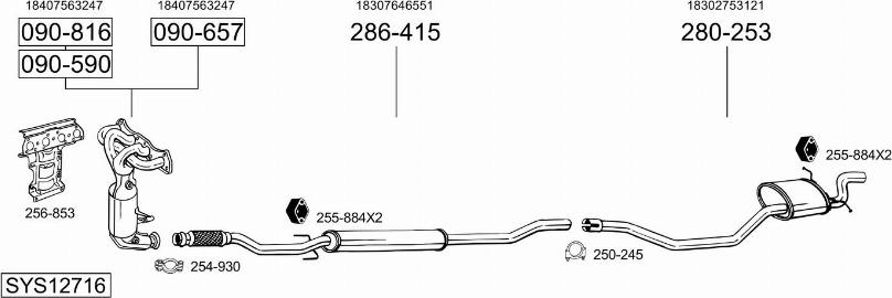Bosal SYS12716 - Sistem de esapament - allinparts.ro