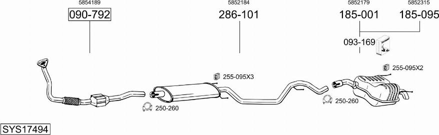 Bosal SYS17494 - Sistem de esapament - allinparts.ro