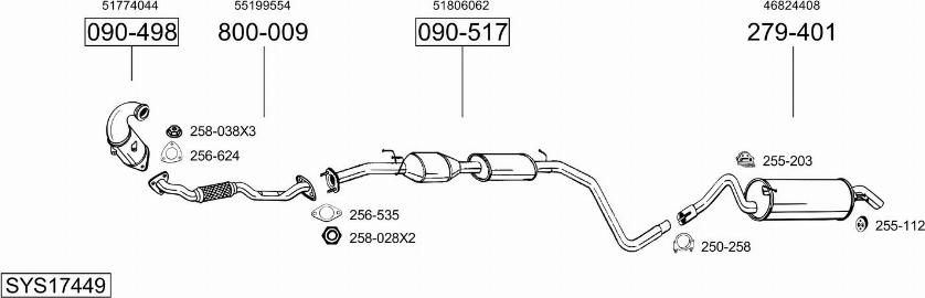 Bosal SYS17449 - Sistem de esapament - allinparts.ro