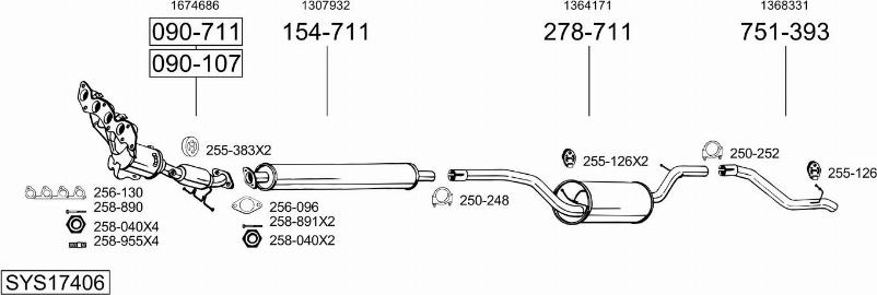 Bosal SYS17406 - Sistem de esapament - allinparts.ro