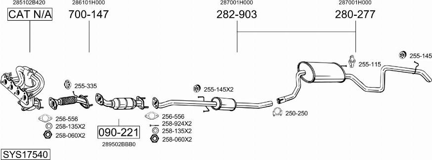Bosal SYS17540 - Sistem de esapament allinparts.ro