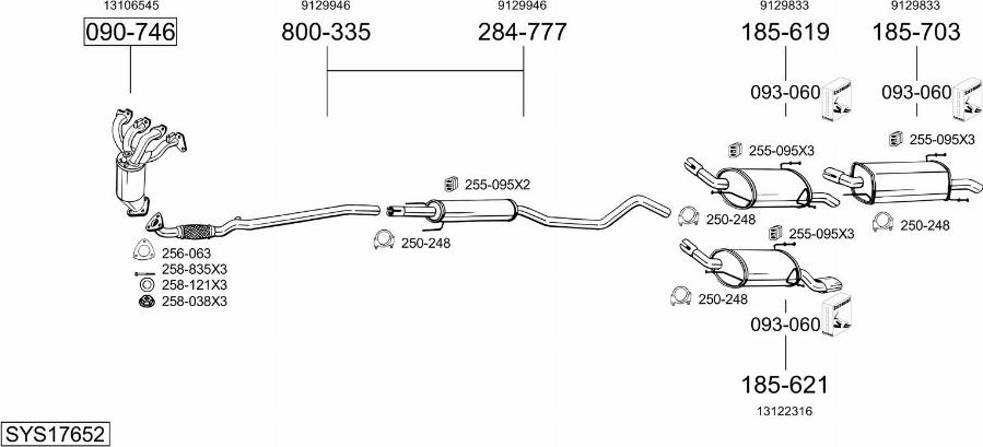 Bosal SYS17652 - Sistem de esapament - allinparts.ro
