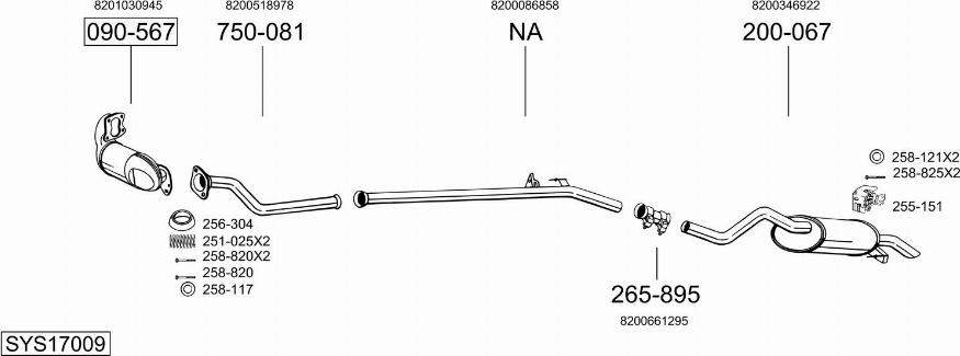 Bosal SYS17009 - Sistem de esapament - allinparts.ro