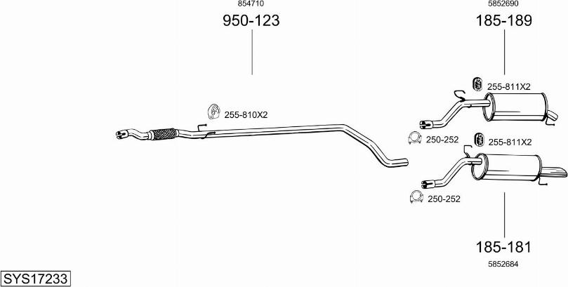 Bosal SYS17233 - Sistem de esapament allinparts.ro