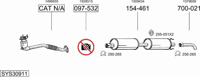 Bosal SYS30911 - Sistem de esapament - allinparts.ro